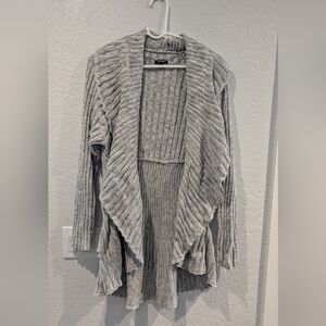 Apt. 9 Light Gray Ribbed Drape Front Cardigan